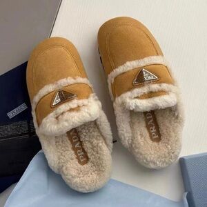 Prada Tan and Cream Women's Slippers
